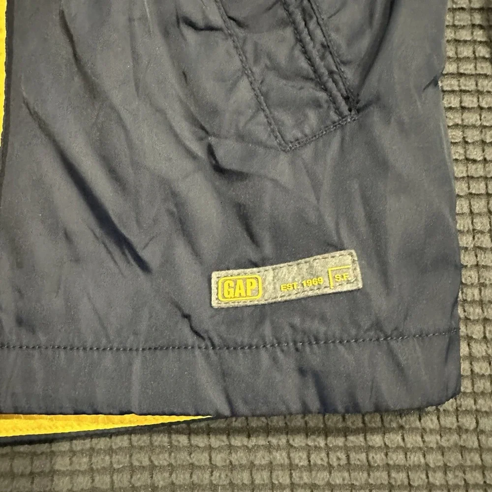 GAP Kids Large (10–12) Navy Hooded Windbreaker Jacket Yellow Lining - Picture 2 of 8